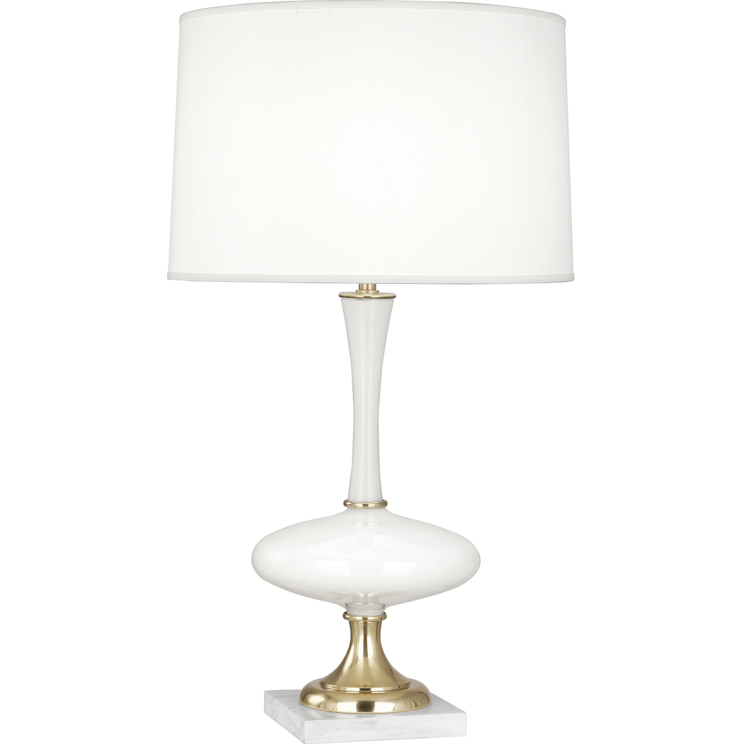 Raquel 30.13 inch 150 watt White Glass with Modern Brass Table Lamp Portable Light, Modern Brass Accents