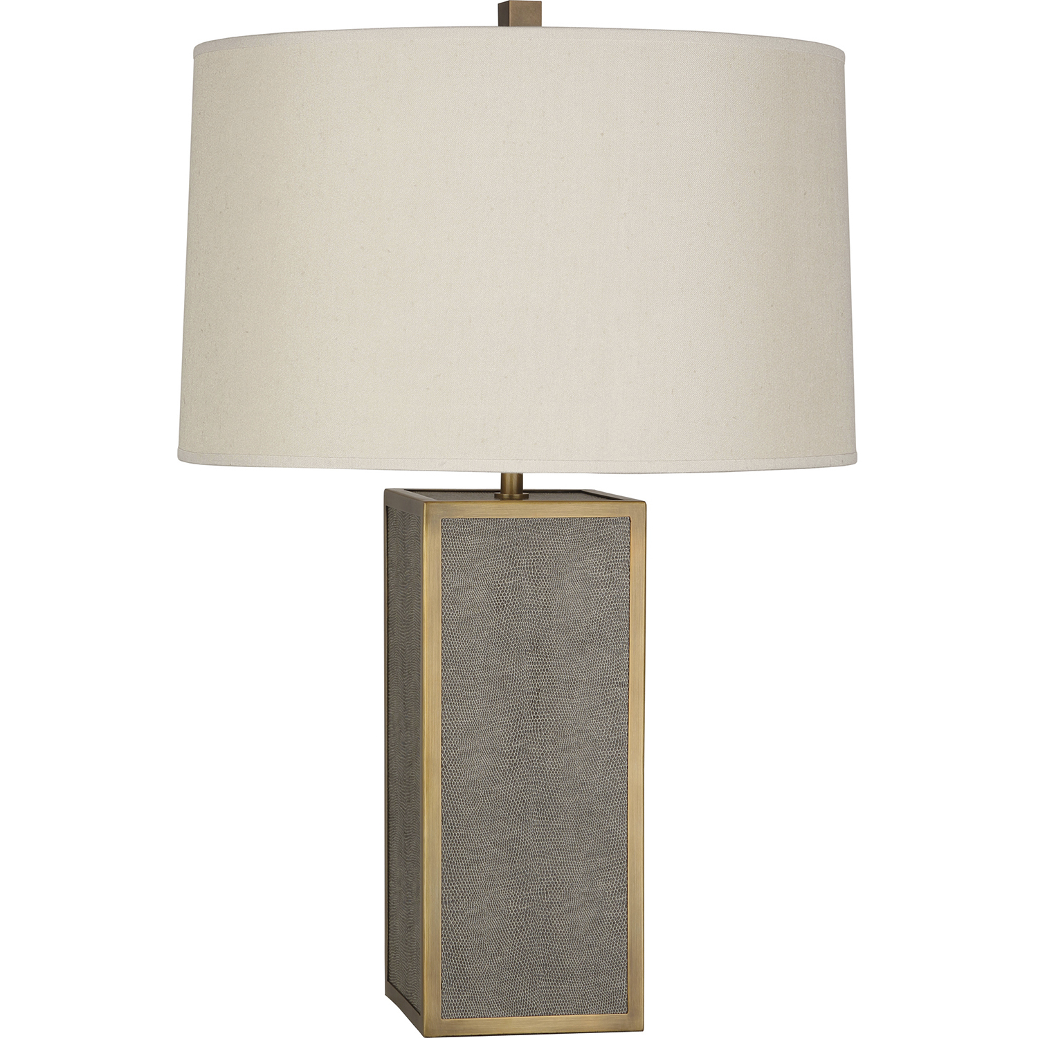 Anna 28.75 inch 150 watt Faux Brown Snakeskin with Aged Brass Table Lamp Portable Light, Aged Brass Accents