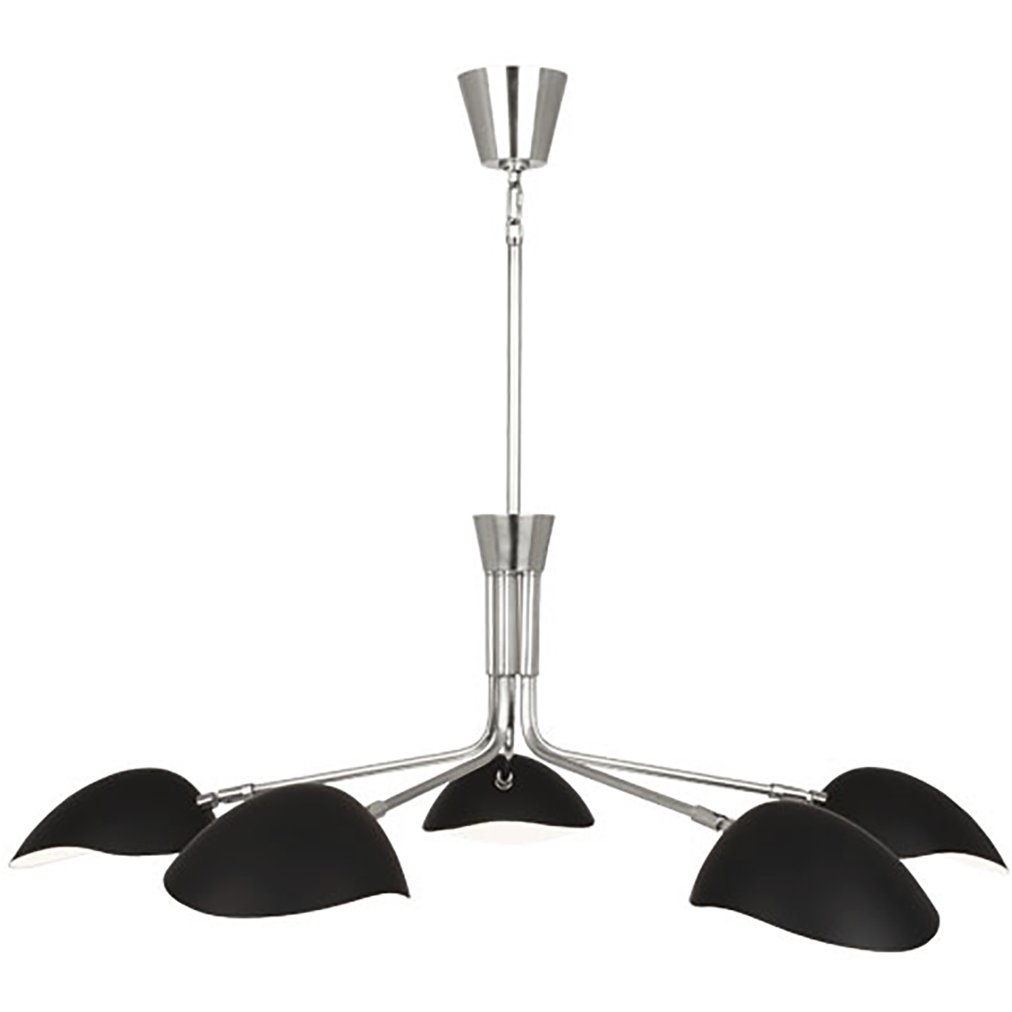Rico Espinet Racer 5 Light 50 inch Polished Nickel Chandelier Ceiling Light in Matte Black