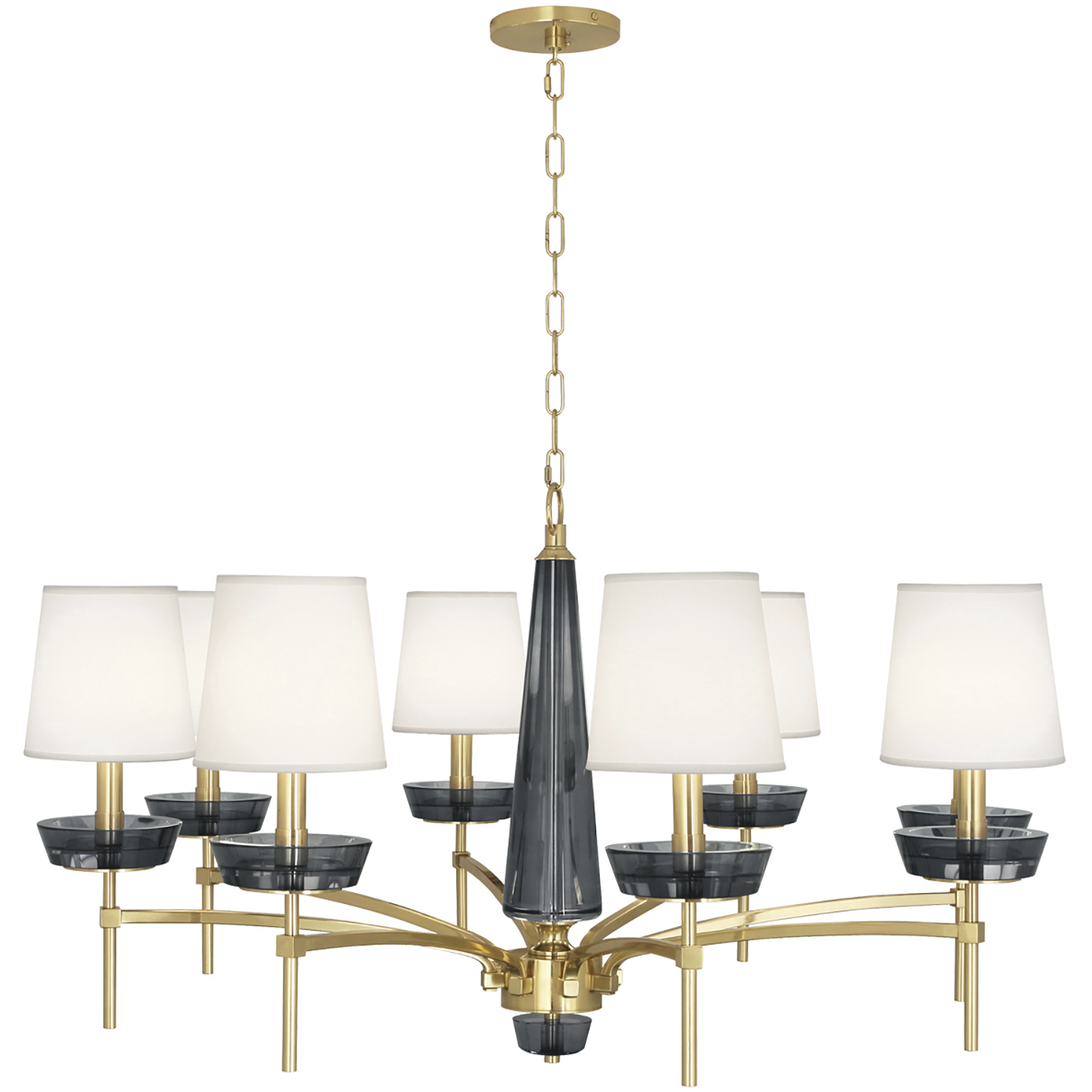 Cristallo 8 Light 41 inch Modern Brass Chandelier Ceiling Light in Smoked Crystal