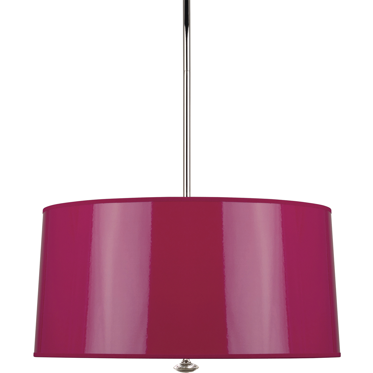 Penelope 3 Light 13.25 inch Polished Nickel Pendant Ceiling Light in Fuchsia Ceramik With Silver Mylar
