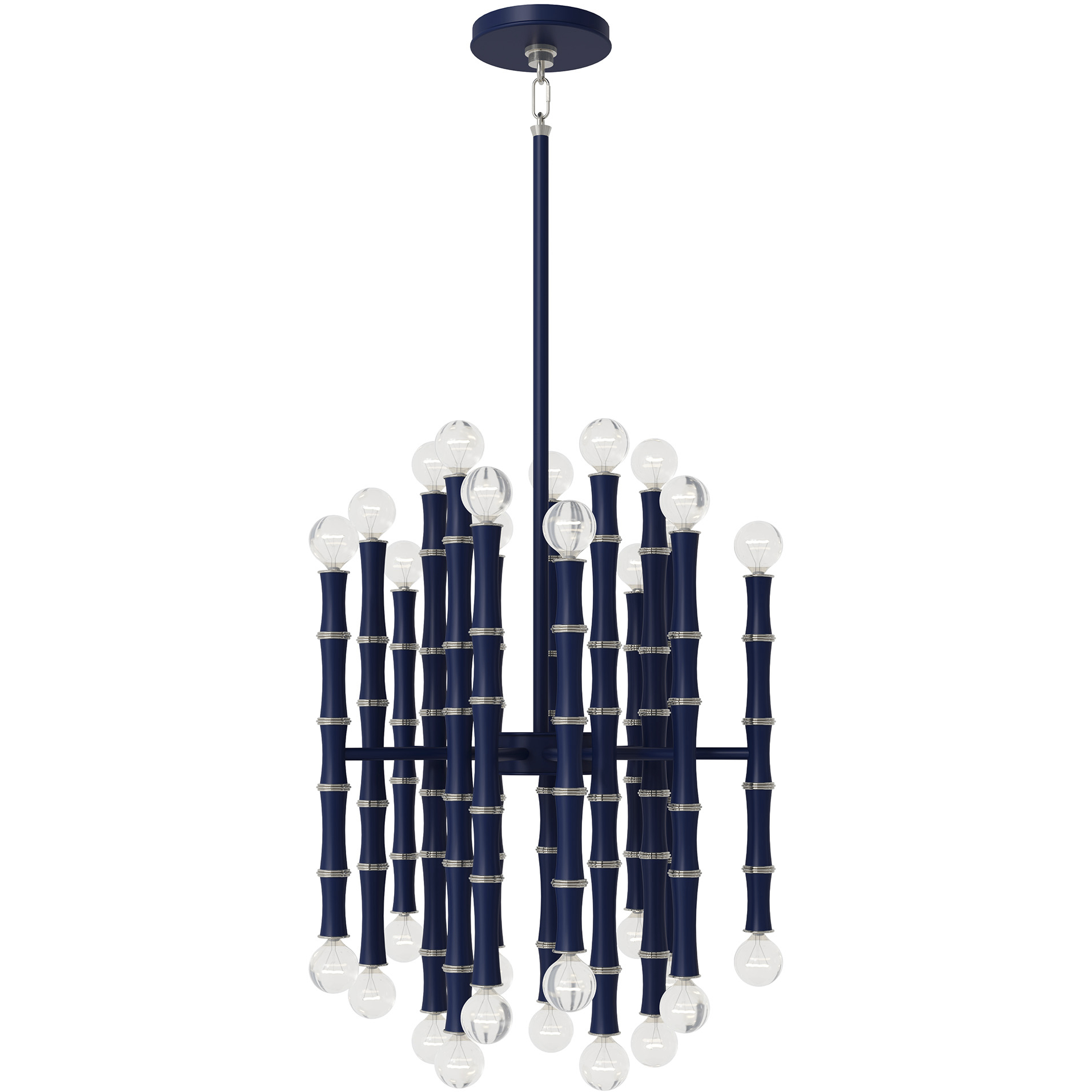 Kane 30 Light 17.75 inch Matte Midnight Blue with Polished Nickel Chandelier Ceiling Light