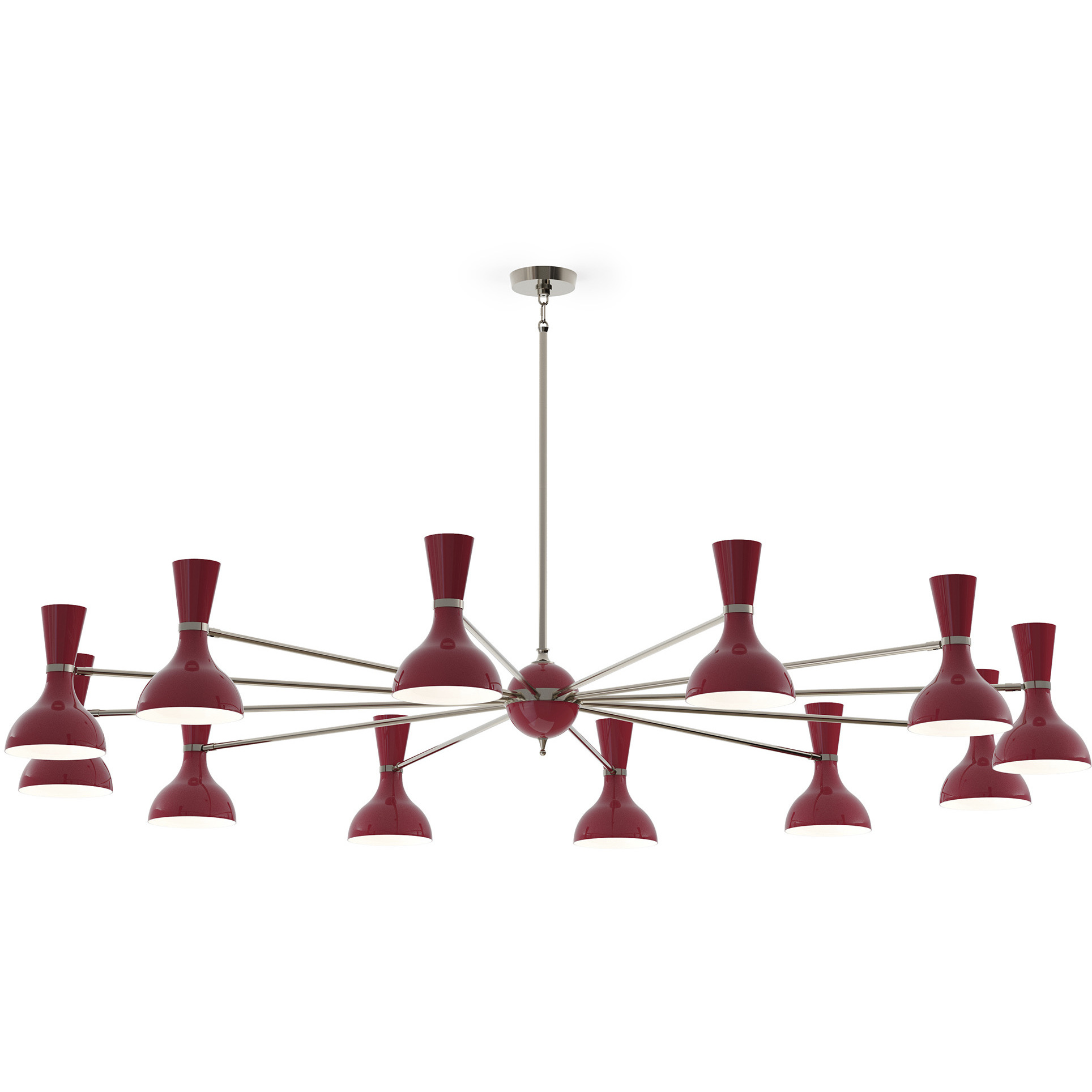 Clare 12 Light 76 inch Polished Nickel Chandelier Ceiling Light in Oxblood