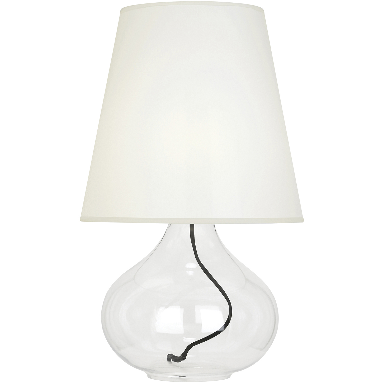 Small Julia 23.5 inch 150 watt Clear Glass Body Table Lamp Portable Light in White Organza