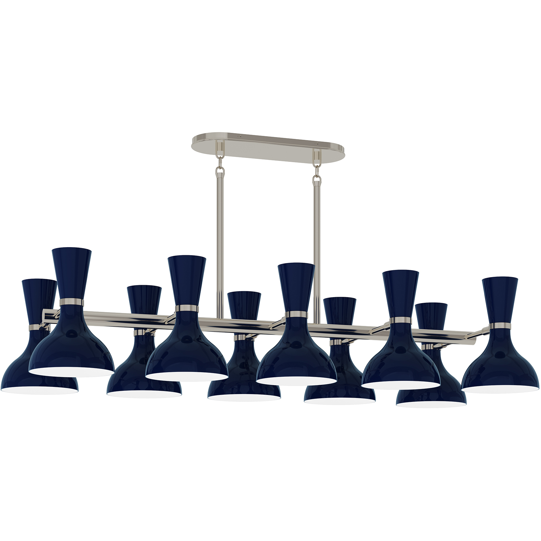 Clare 10 Light 45.75 inch Polished Nickel Chandelier Ceiling Light in Midnight Blue