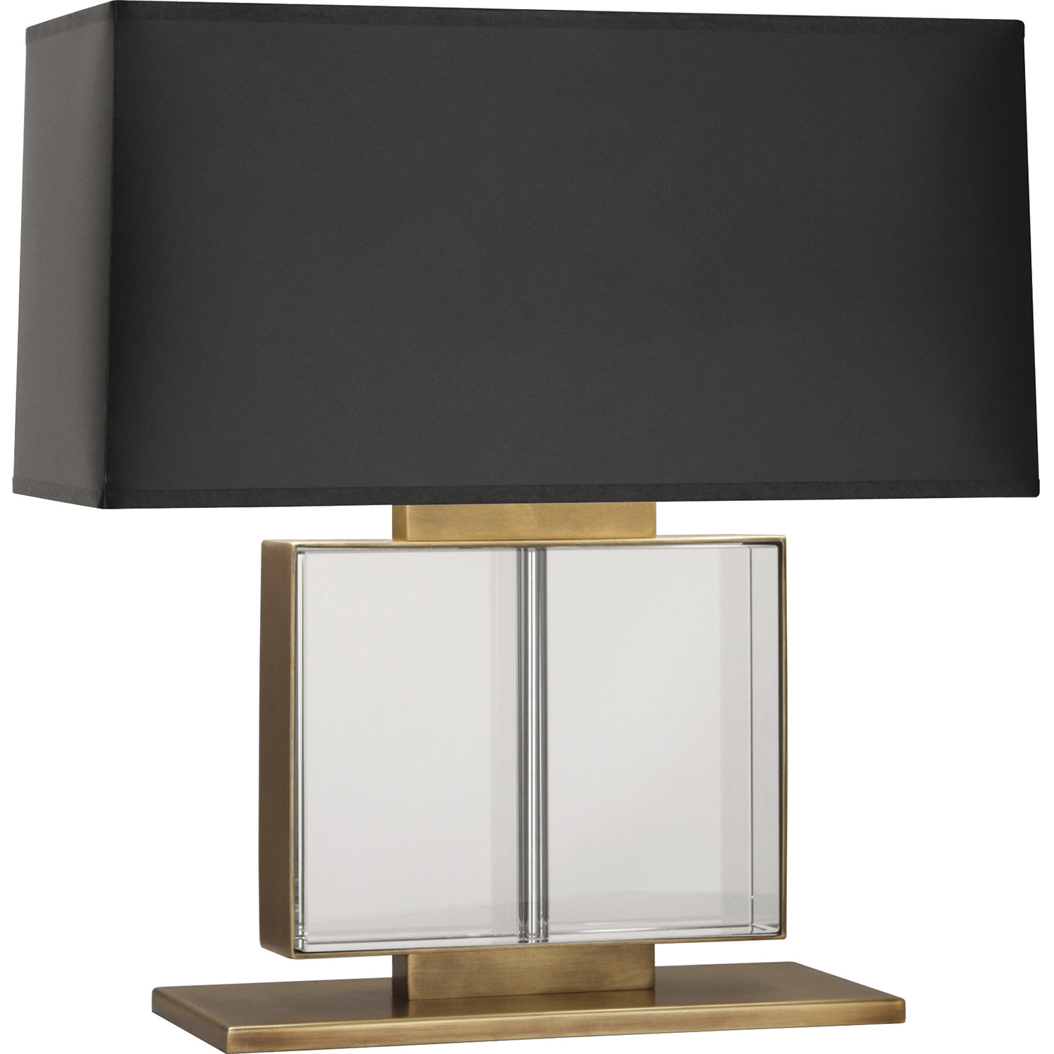 Sloan 19.25 inch 100 watt Lead Crystal with Aged Brass Table Lamp Portable Light in Black With Matte Gold