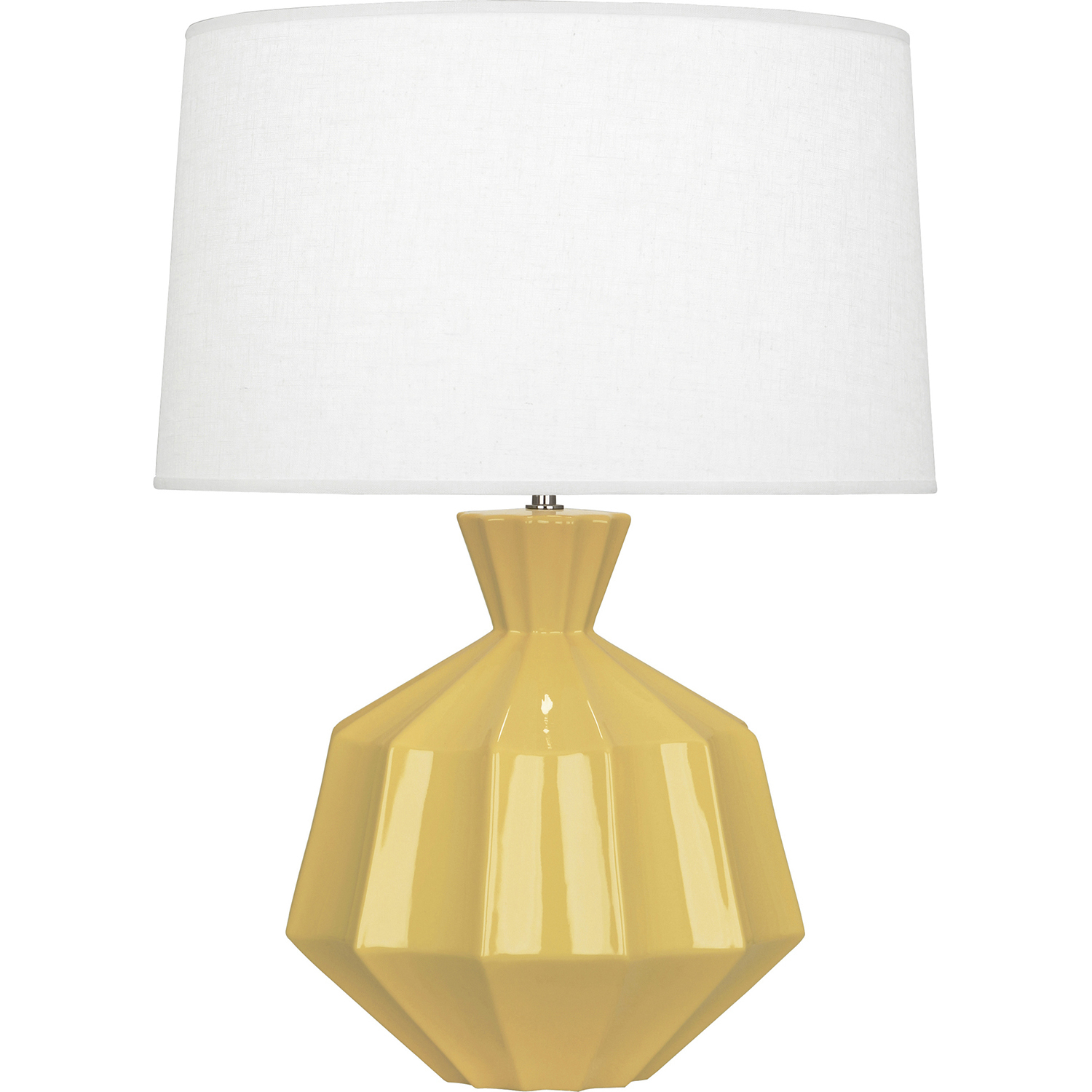 Orion 27 inch 150 watt Sunset Yellow Table Lamp Portable Light, Polished Nickel Accents