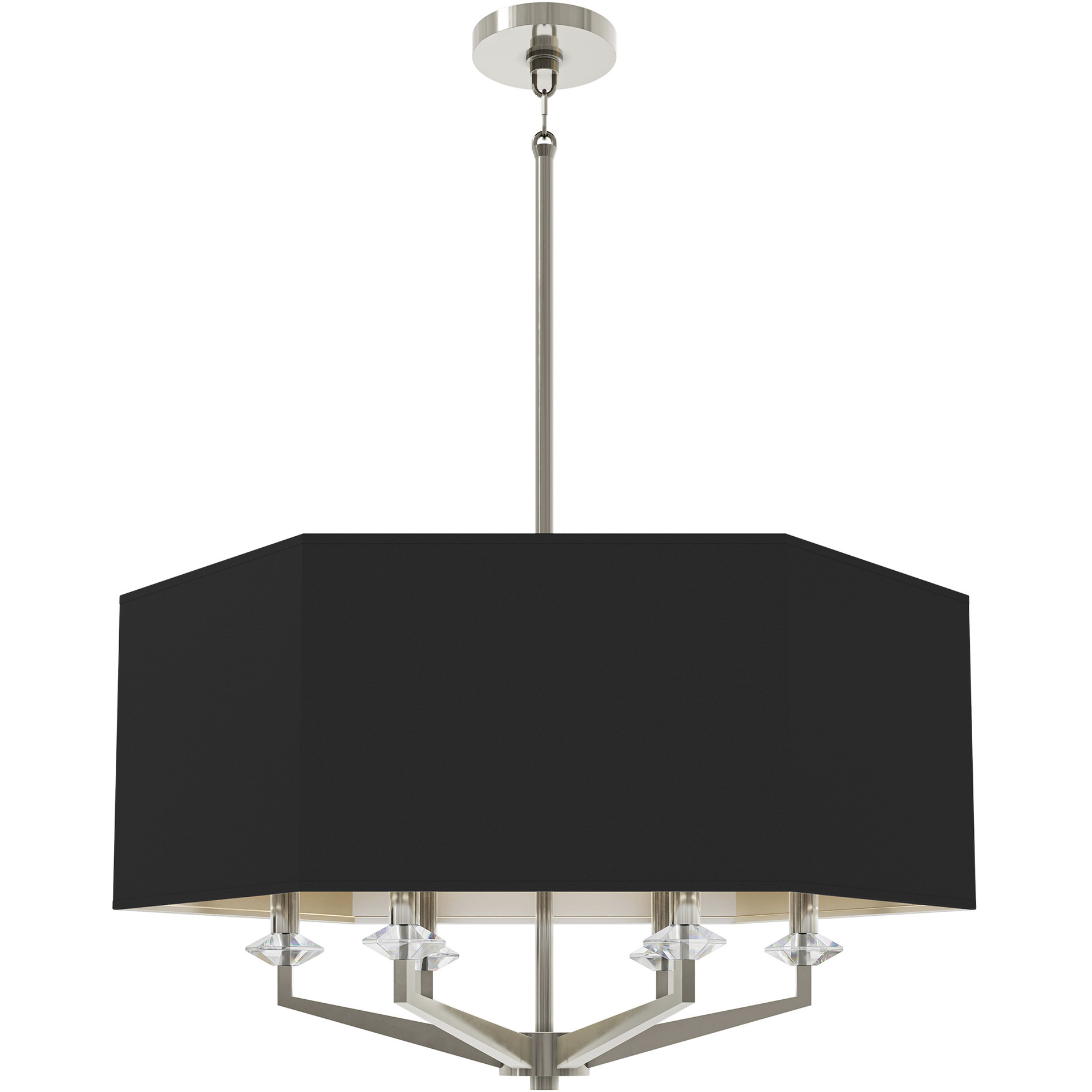 Jacqueline 6 Light 30 inch Polished Nickel Pendant Ceiling Light in Satin Black With Matte Silver