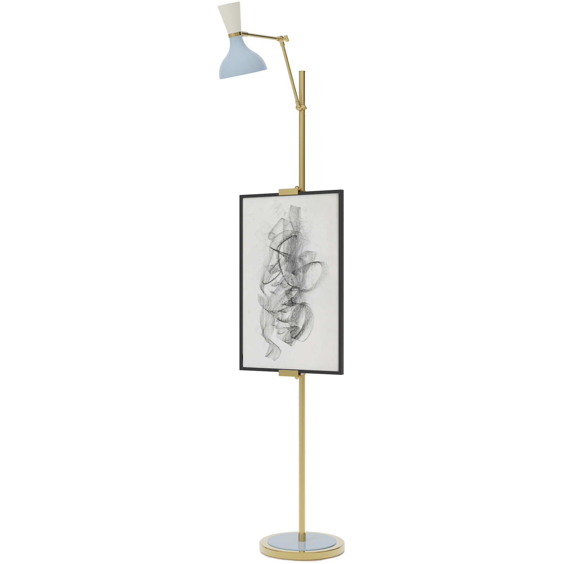 Clare 76 inch 60 watt Baby Blue and Lily with Modern Brass Floor Easel Portable Light