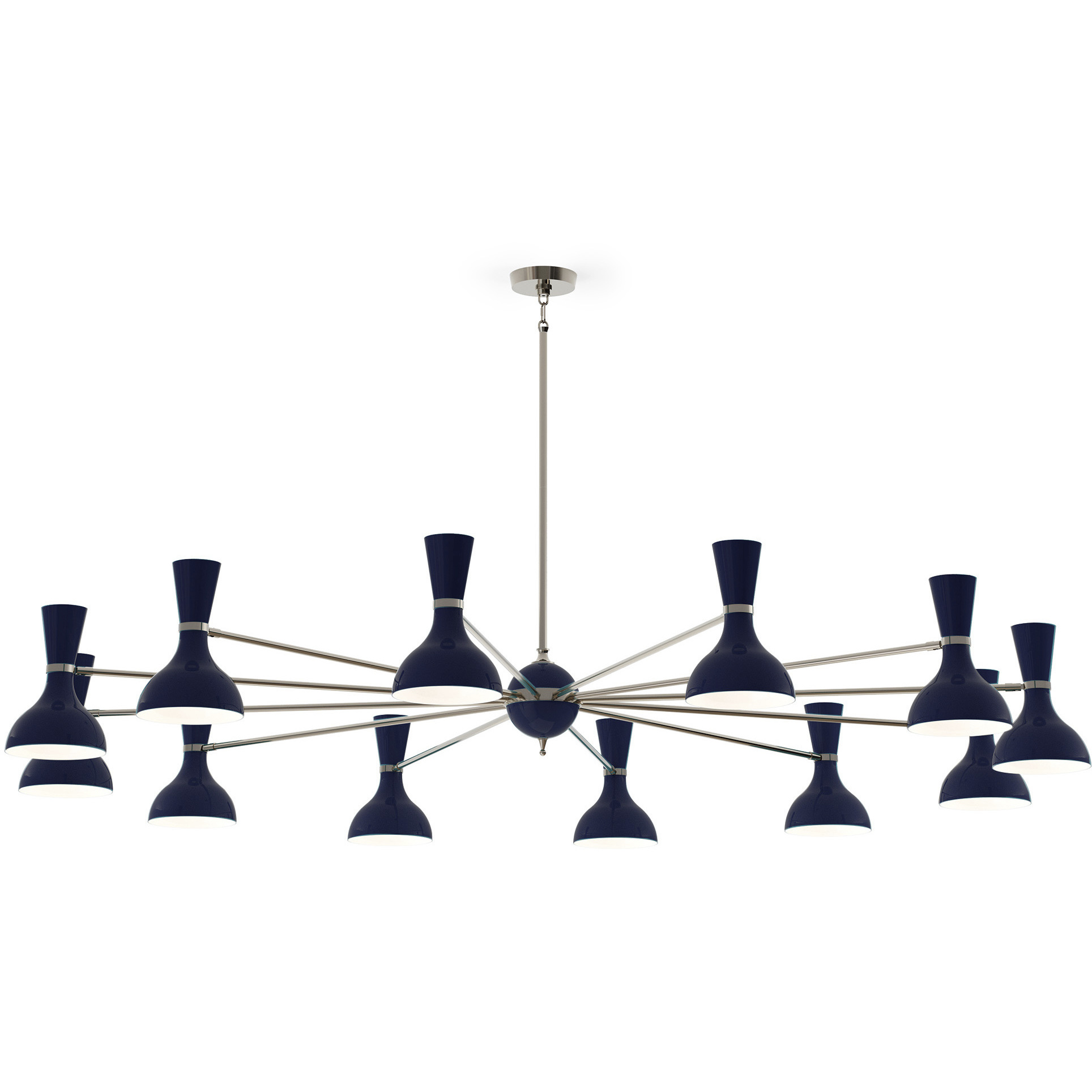 Clare 12 Light 76 inch Polished Nickel Chandelier Ceiling Light in Midnight Blue