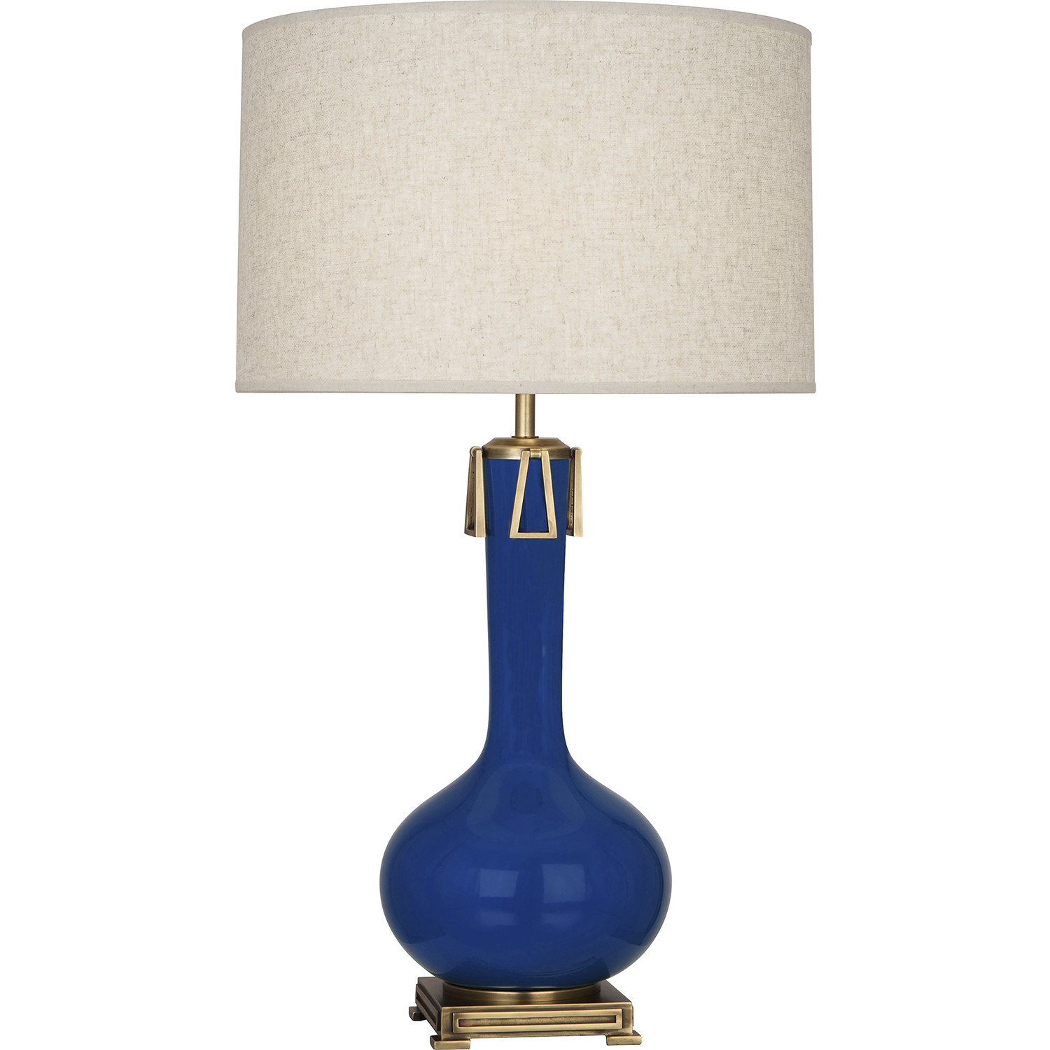 Athena 31.63 inch 150 watt Cobalt Glaze with Aged Brass Table Lamp Portable Light