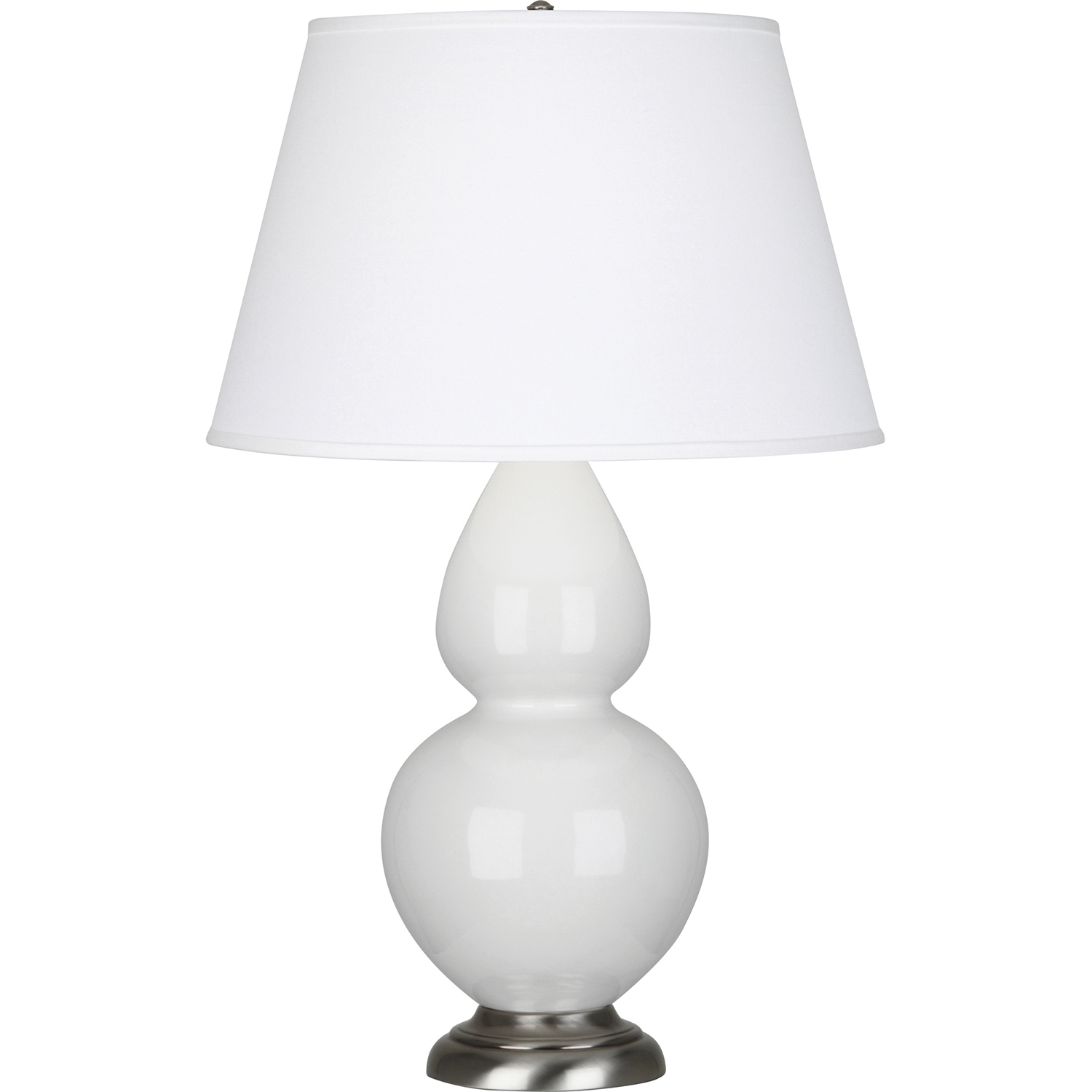 Double Gourd 31 inch 150 watt Lily Glazed Ceramic with Antique Silver Table Lamp Portable Light in Pearl Dupioni