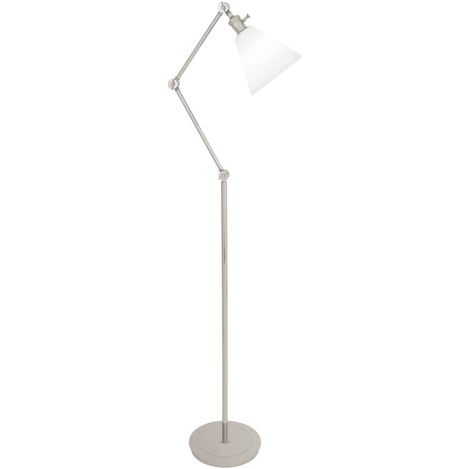 Alloy 10.75 inch 60 watt Polished Nickel Floor Lamp Portable Light in Cased White Glass