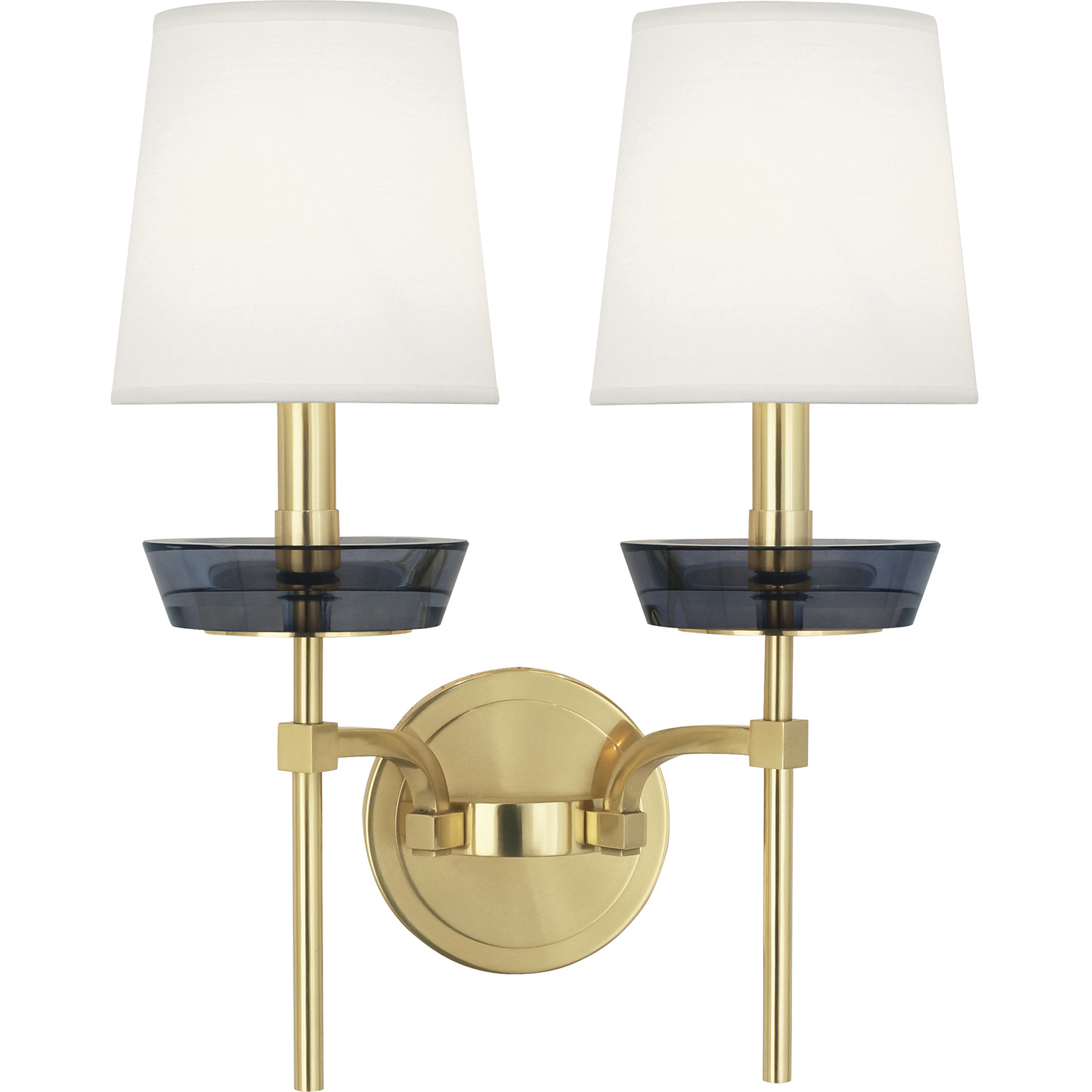 Cristallo 2 Light 14.75 inch Modern Brass Wall Sconce Wall Light in Smoke Gray, Smoked Crystal