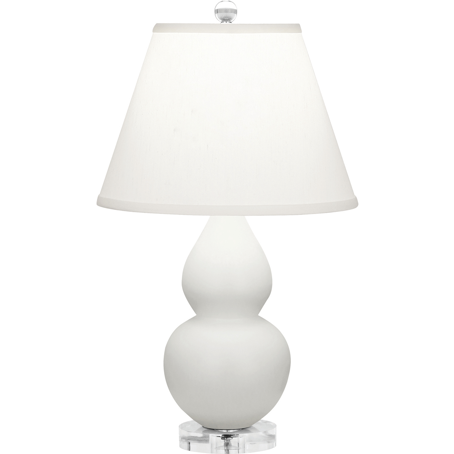 Small Double Gourd 22 inch 150 watt Matte Lily Glazed Ceramic with Lucite Base Accent Lamp Portable Light in Pearl Dupioni
