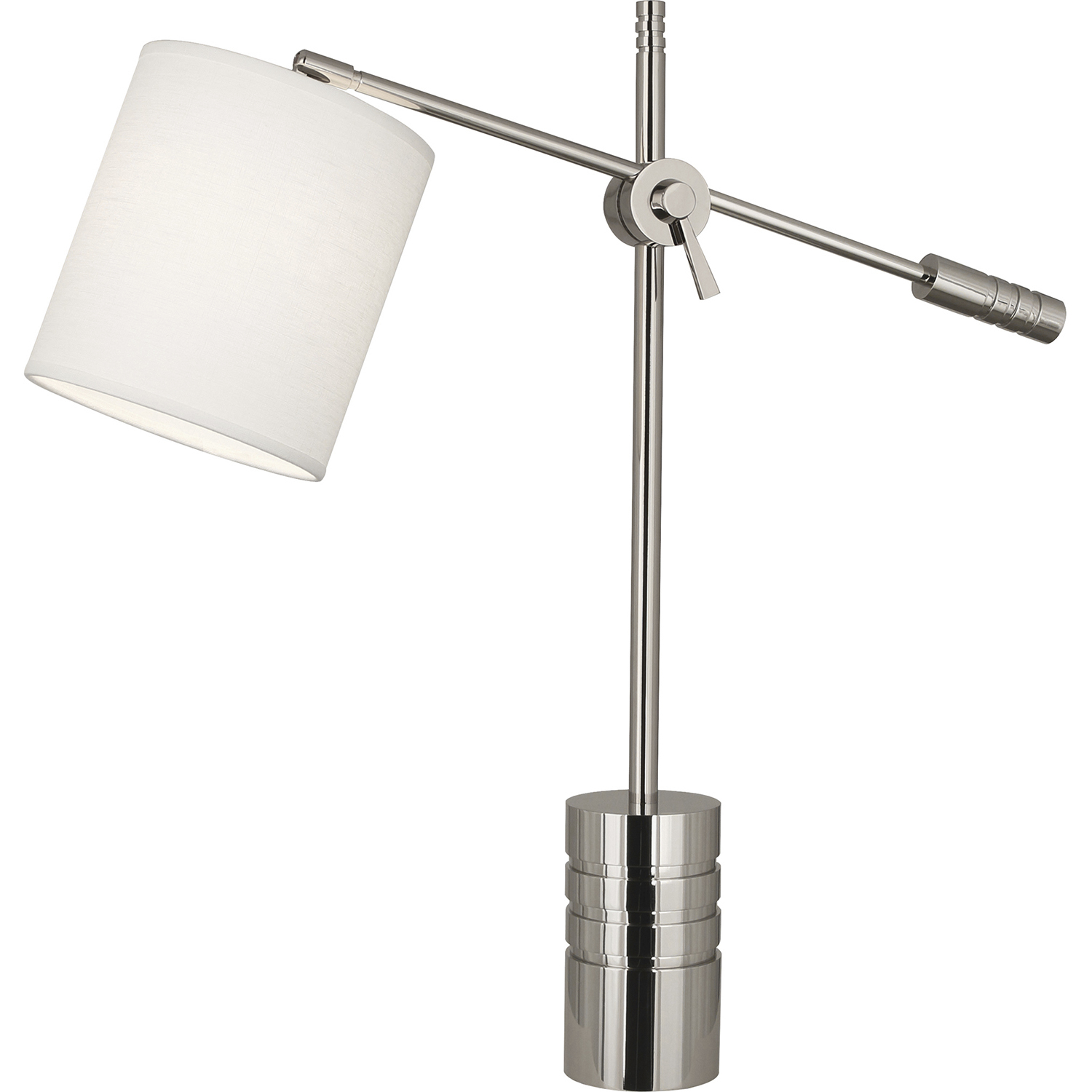 Campbell 27 inch 100 watt Polished Nickel Table Lamp Portable Light in Oyster Linen