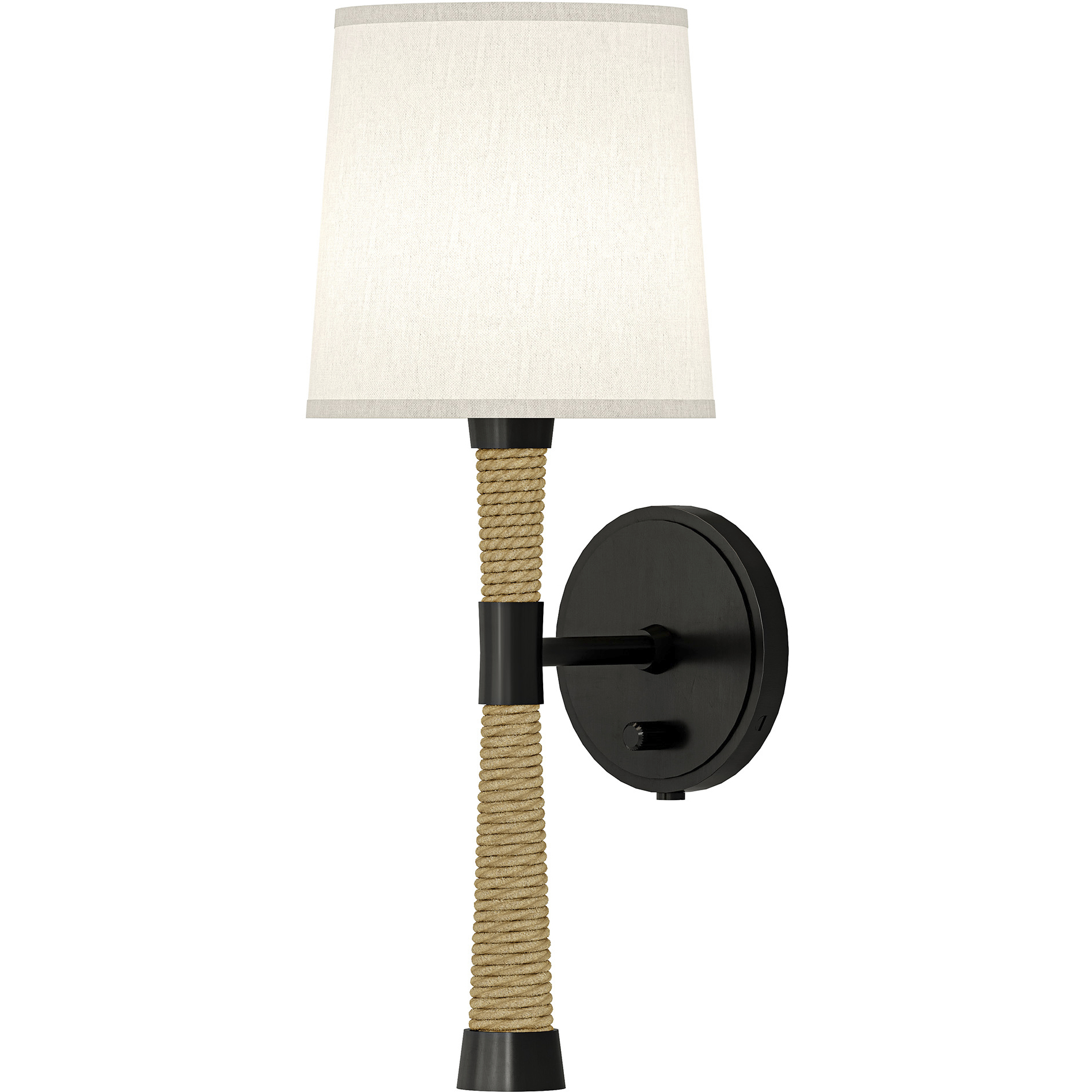 Hatteras 1 Light 7 inch Natural Rope with Deep Patina Bronze Wall Sconce Wall Light in White Fondine Fabric