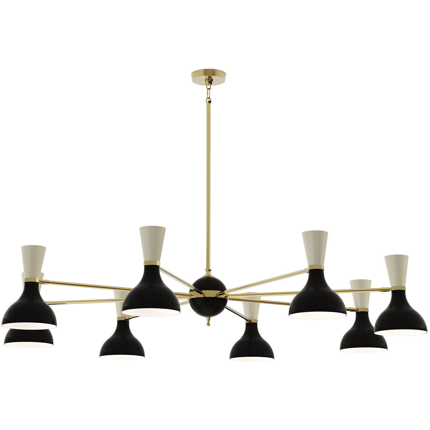 Clare LED 57 inch Modern Brass Chandelier Ceiling Light in Obsidian and Bone