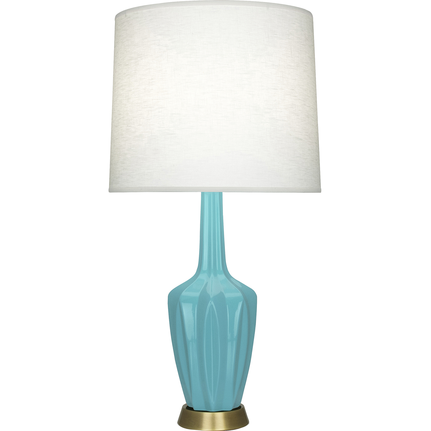 Emma 34.25 inch 150 watt Egg Blue Glazed Ceramic with Warm Brass Accents Table Lamp Portable Light