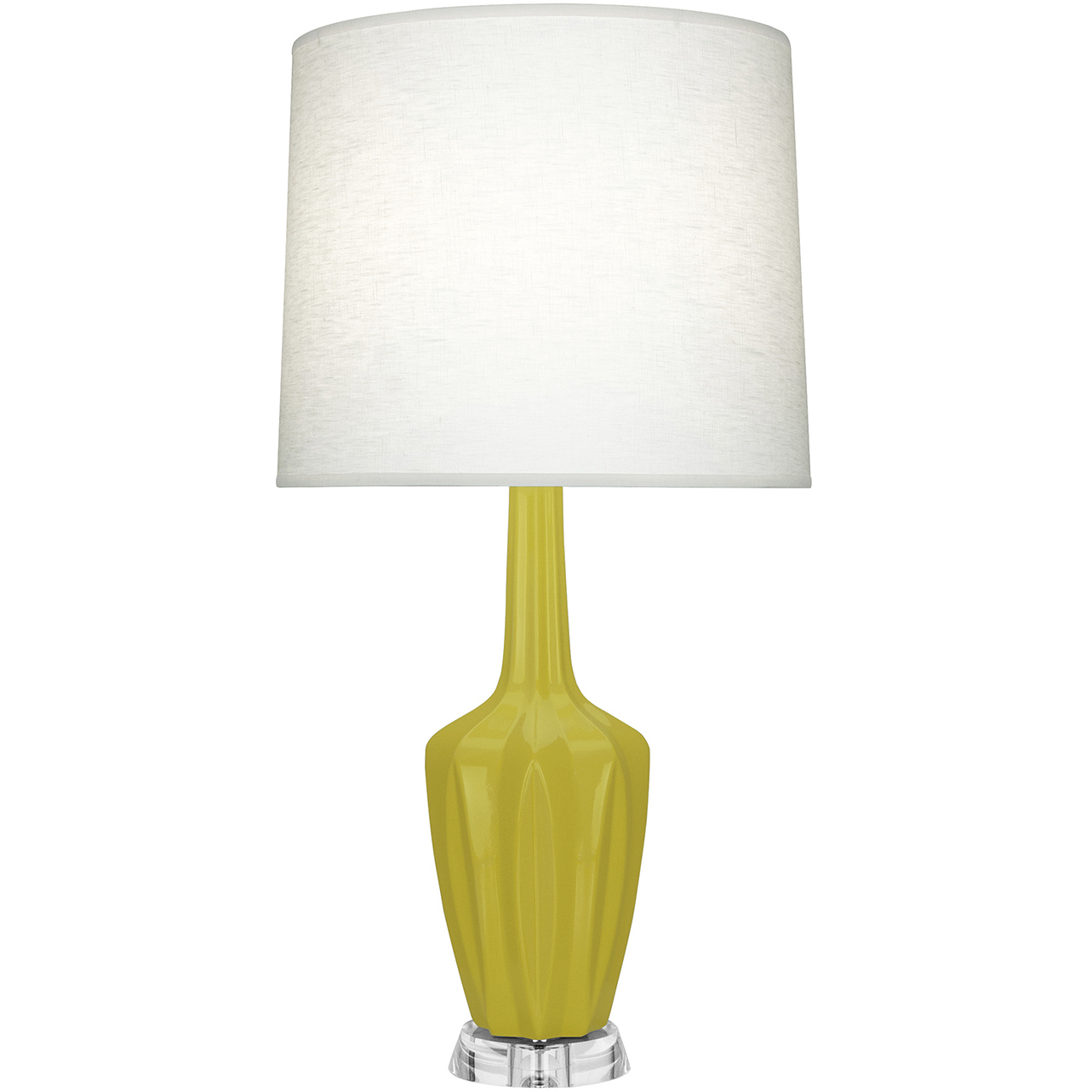Small Emma 30 inch 150 watt Citron Glazed Ceramic with Polished Nickel and Lucite Accent Lamp Portable Light