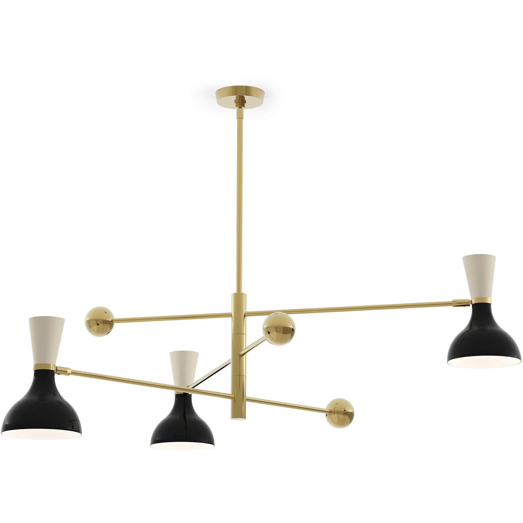 Clare 3 Light 55 inch Obsidian and Bone with Modern Brass Pendant Ceiling Light