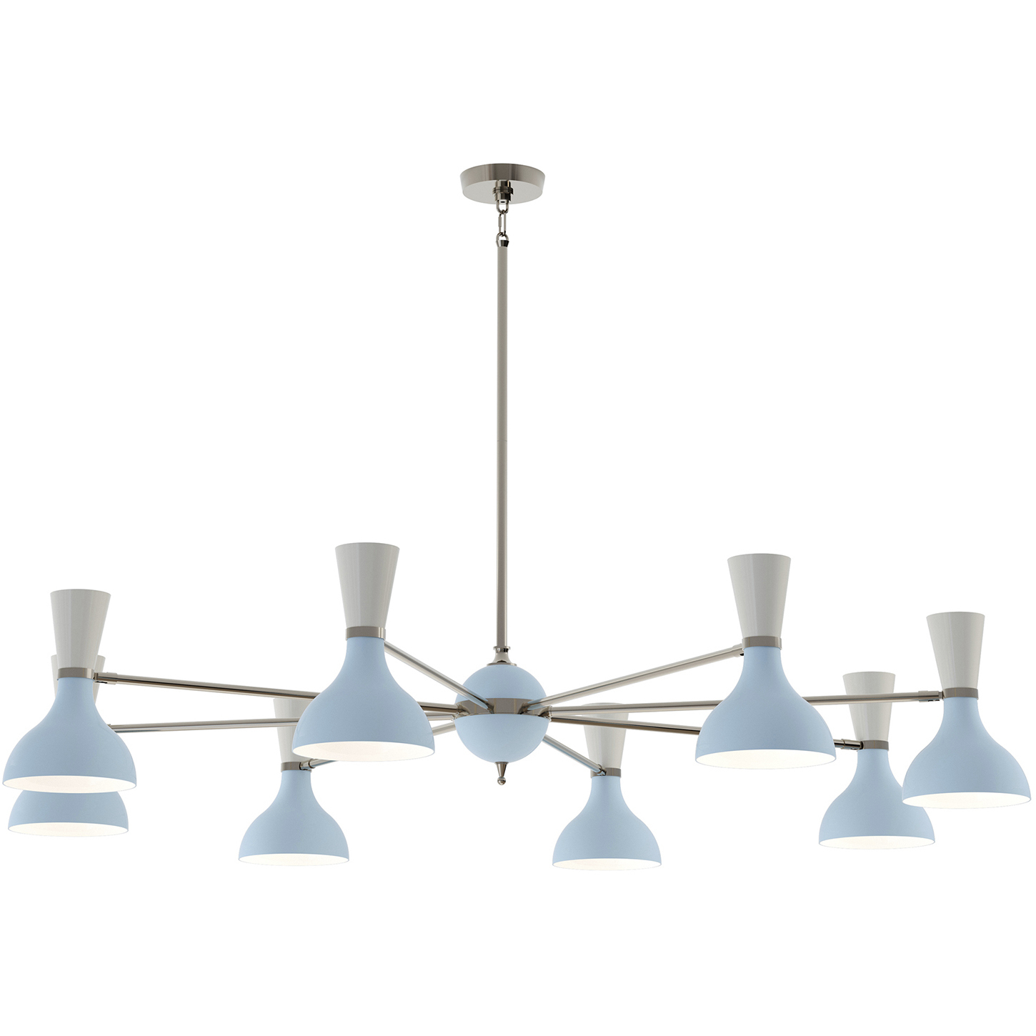 Clare LED 57 inch Polished Nickel Chandelier Ceiling Light in Baby Blue and Lily